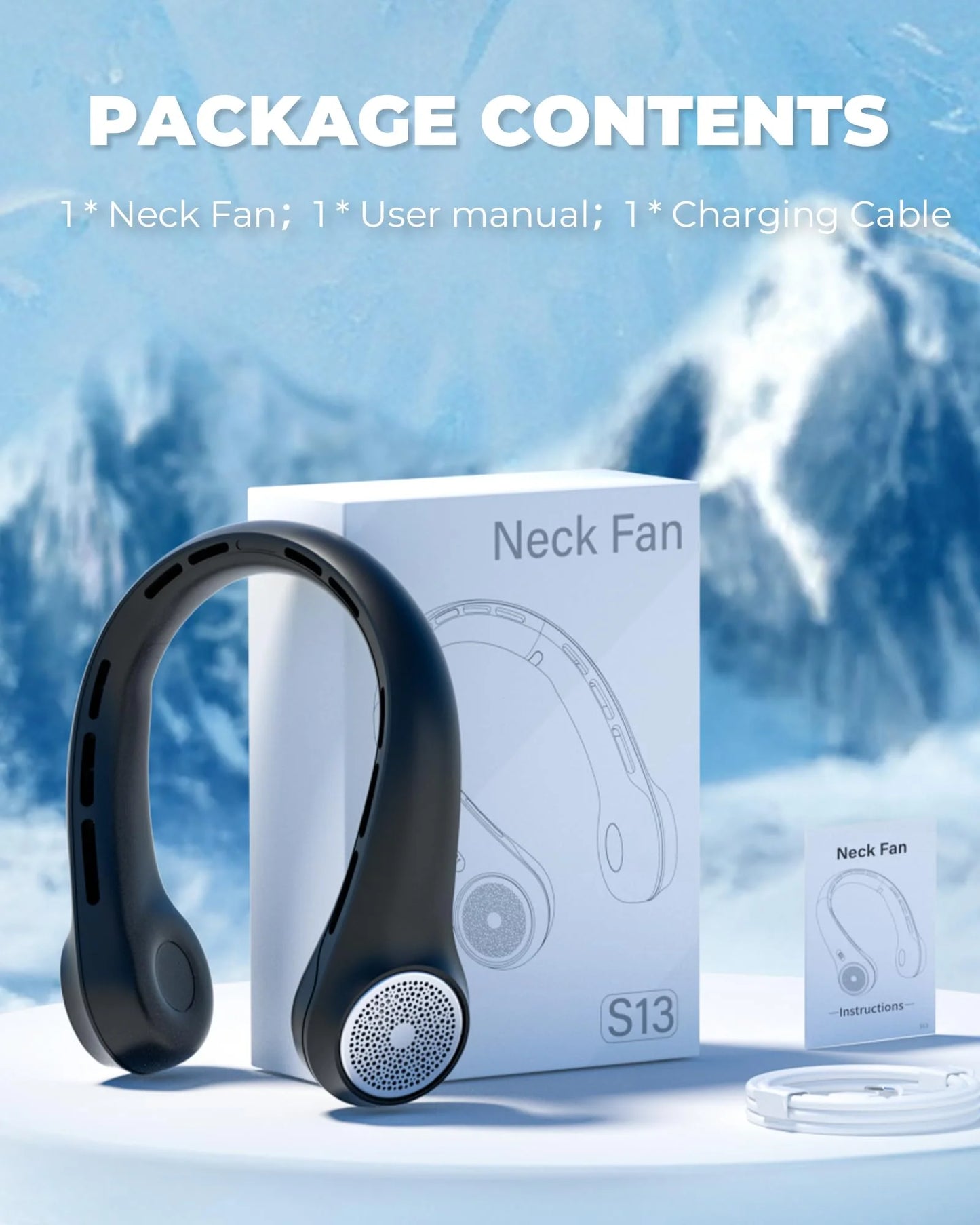 Portable Neck Fan with LED Display, 4000Mah Airflow Bladeless Fan for Indoor/Outdoor Travel, USB Rechargeable Wearable Personal Fan, 3-Speed Adjustable, Women'S Neck Fan