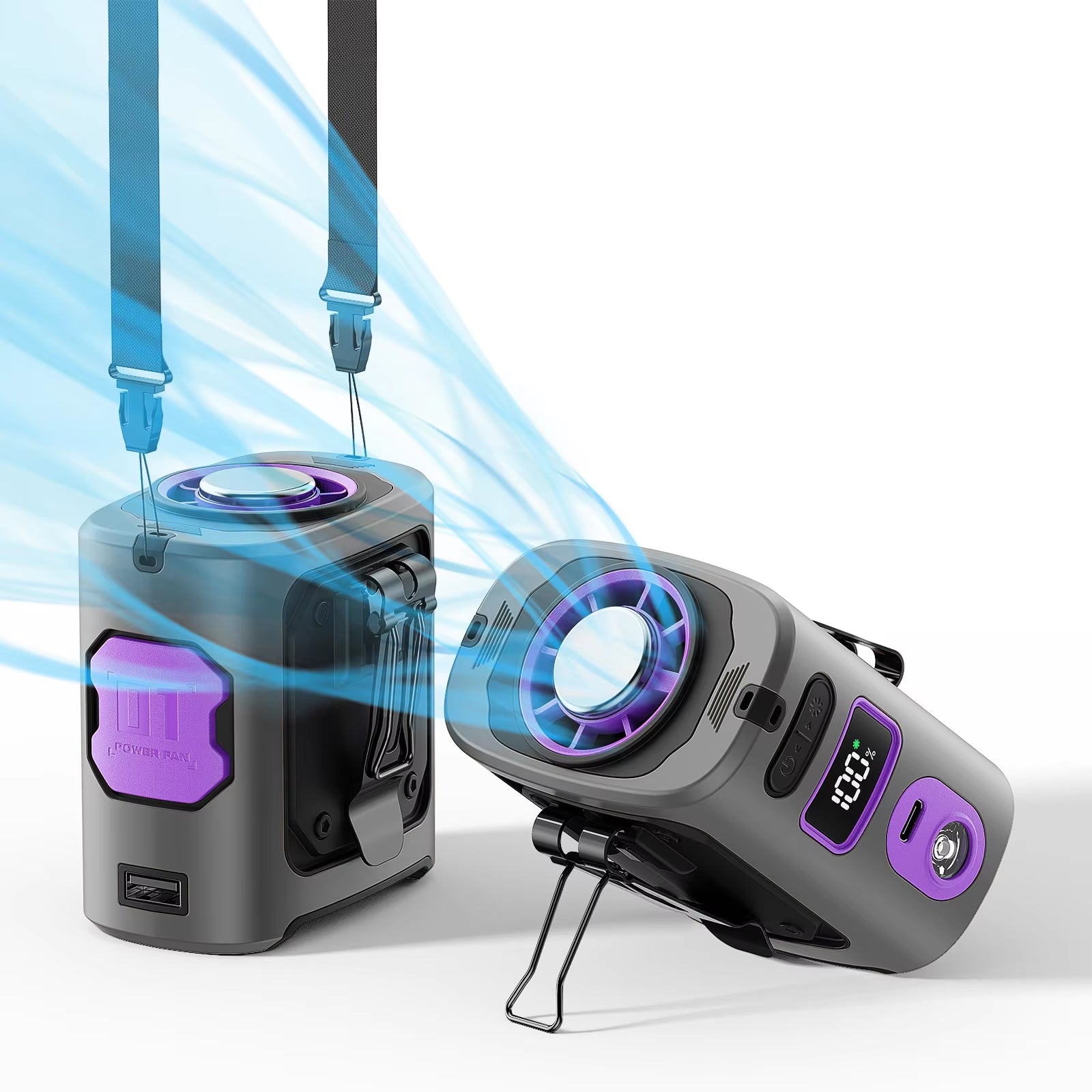 Portable Waist Fan Clip Ventilador Cintura Wear on Belt under Clothing Pants Waistband 【Silicone Sleeve Drop Protection】