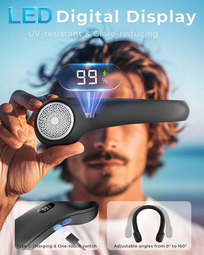 Portable Neck Fan with LED Display, 4000Mah Airflow Bladeless Fan for Indoor/Outdoor Travel, USB Rechargeable Wearable Personal Fan, 3-Speed Adjustable, Women'S Neck Fan