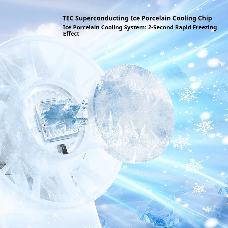 Ice Compress High-Speed Cooling Fan Handheld Fans USB Rechargeable Portable LED Digital Display Travel Camping Outdoor