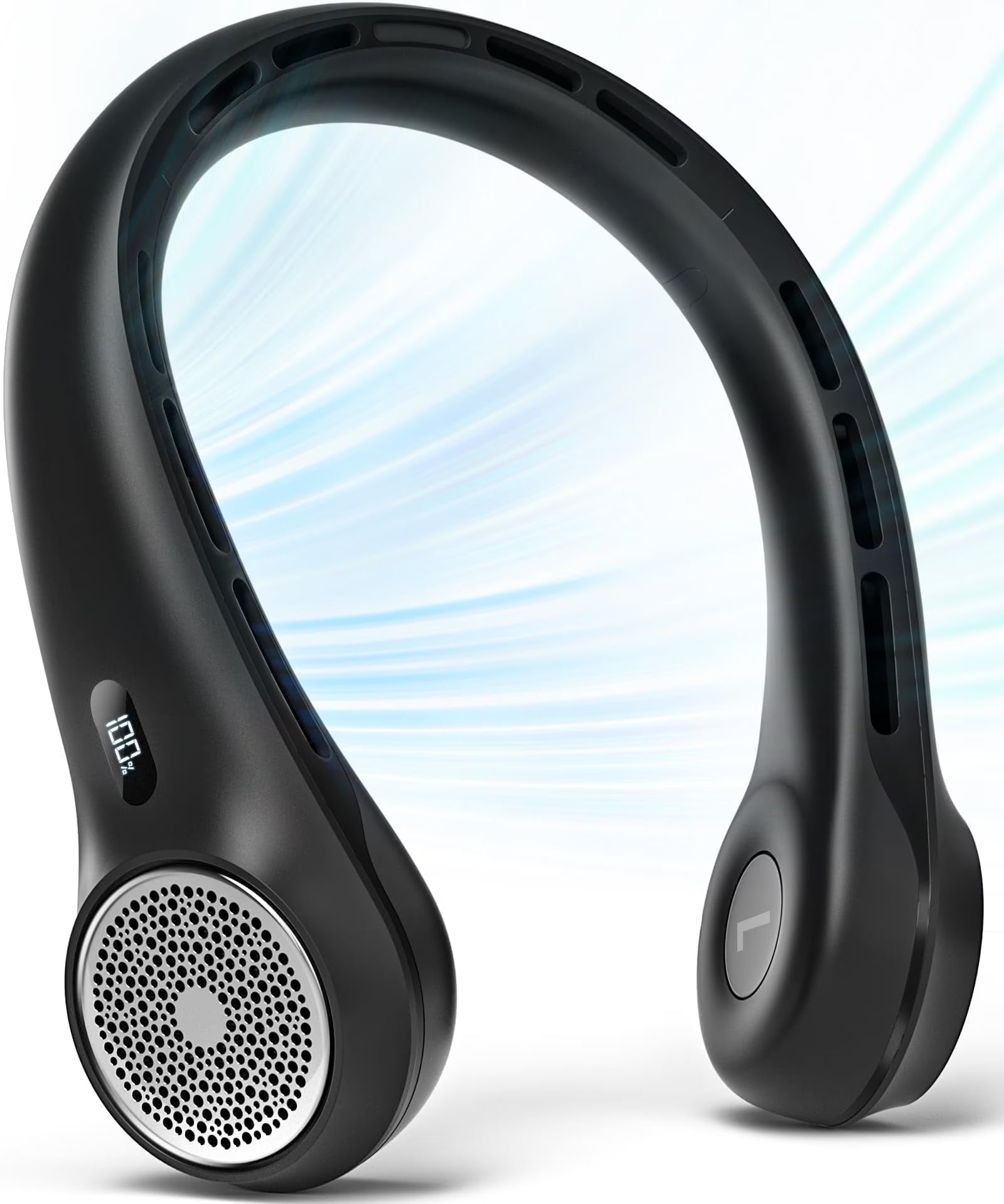 Portable Neck Fan with LED Display, 4000Mah Airflow Bladeless Fan for Indoor/Outdoor Travel, USB Rechargeable Wearable Personal Fan, 3-Speed Adjustable, Women'S Neck Fan