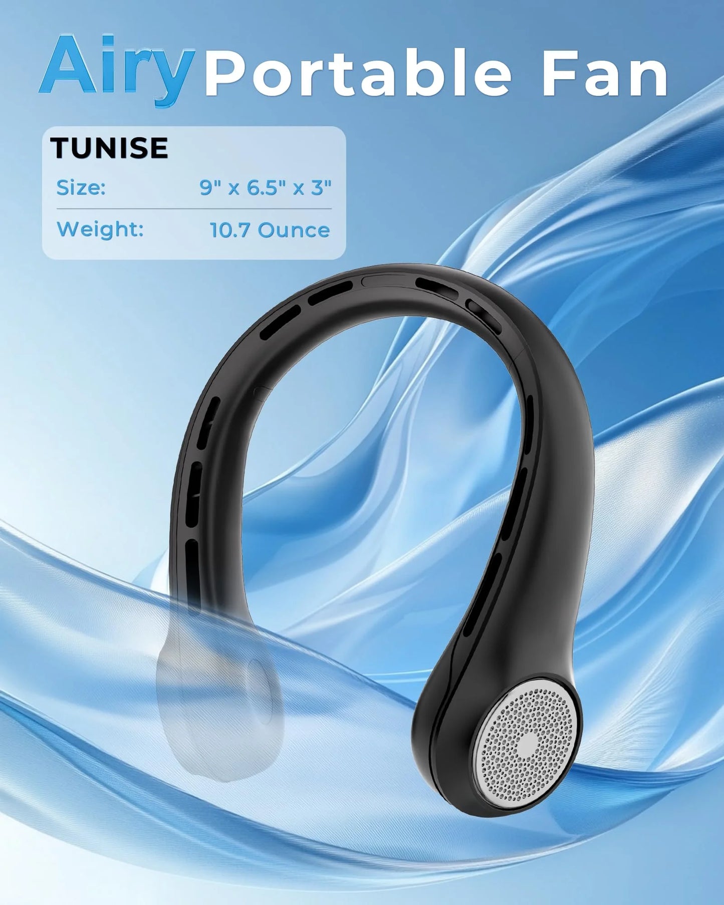 Portable Neck Fan with LED Display, 4000Mah Airflow Bladeless Fan for Indoor/Outdoor Travel, USB Rechargeable Wearable Personal Fan, 3-Speed Adjustable, Women'S Neck Fan