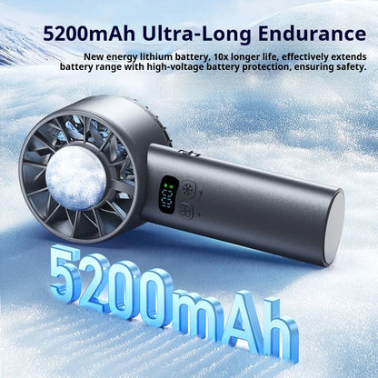 Ice Compress High-Speed Cooling Fan Handheld Fans USB Rechargeable Portable LED Digital Display Travel Camping Outdoor