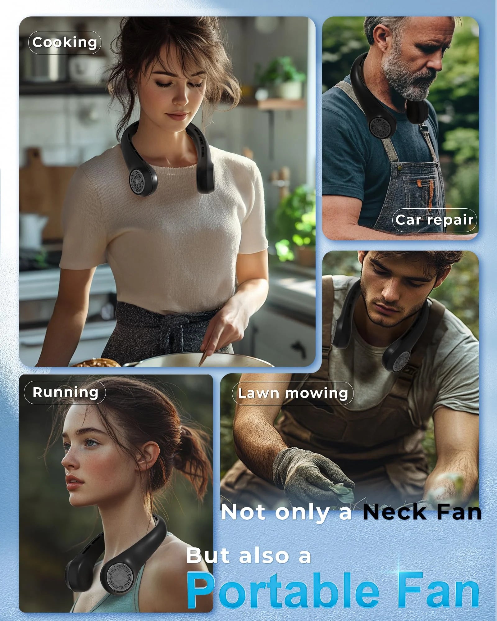 Portable Neck Fan with LED Display, 4000Mah Airflow Bladeless Fan for Indoor/Outdoor Travel, USB Rechargeable Wearable Personal Fan, 3-Speed Adjustable, Women'S Neck Fan